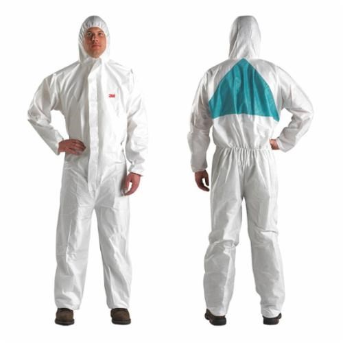 4520-BLK-L DISP WHT COVERALL W/HOOD LG