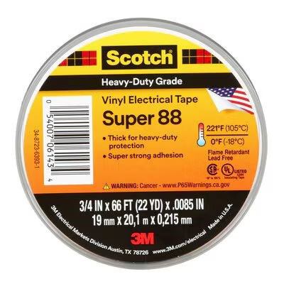 88+ SUPER 3/4X66FT ELECTRICAL TAPE BLACK