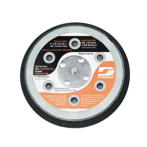 6" VAC DISC PAD, HOOK-FACE, SHORT NAP