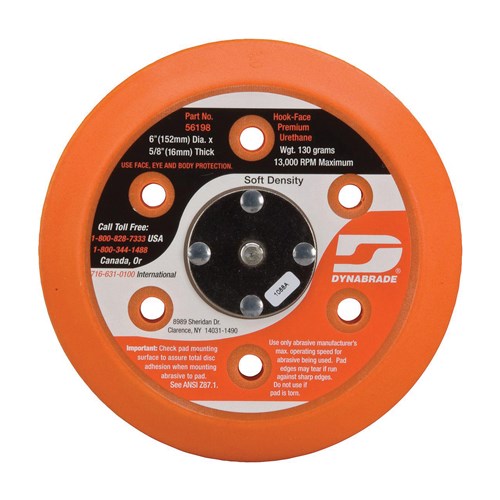 6" VAC DISC PAD, HOOK-FACE, SHORT NAP