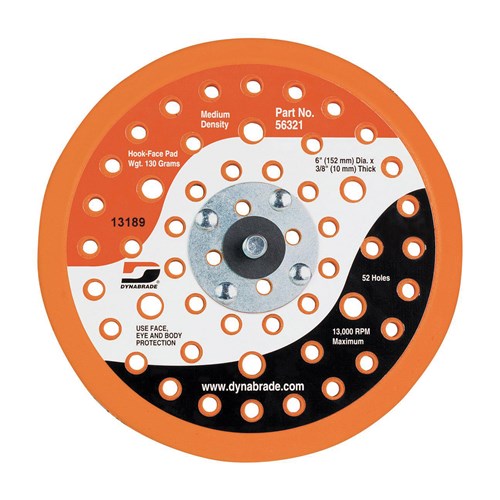 6" DIA. VAC DISC PAD, HOOK-FACE, 52 HOLE