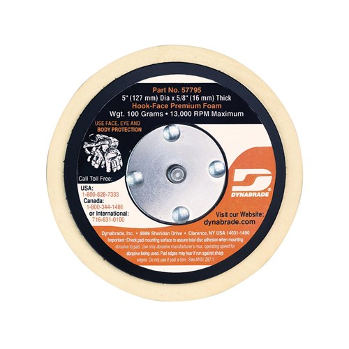 5" NON-VAC DISC PAD, HOOK-FACE, RADIUS