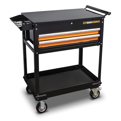 32" 2 DRAWER BLACK&ORANGE UTILITY CART