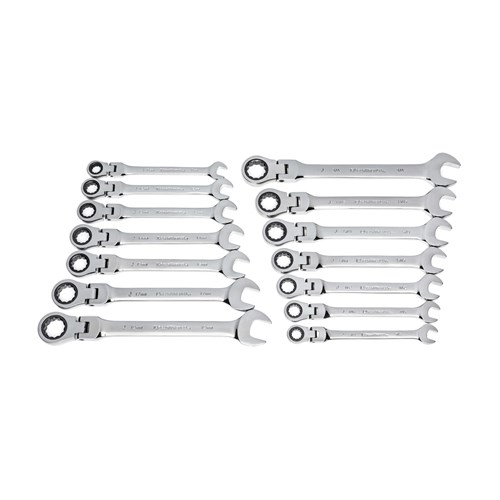 14PC 72T FLEX RAT COMB SAE/MM WRENCH SET