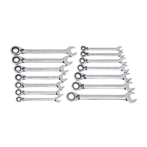 14PC SET REV WRENCH RATCHET COMB SAE/MM