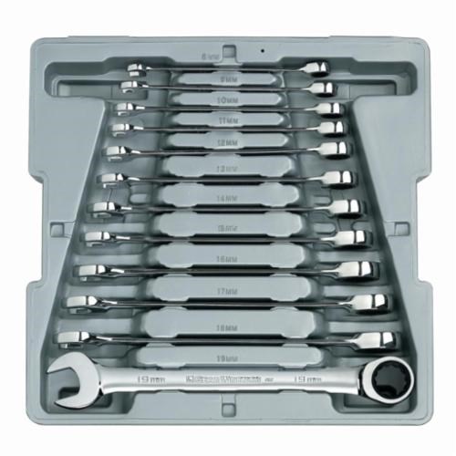 12 PC SET WRENCH RATCHET COMB MET TRAY