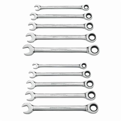 10PC SET WRENCH RATCHET COMB SAE & MET