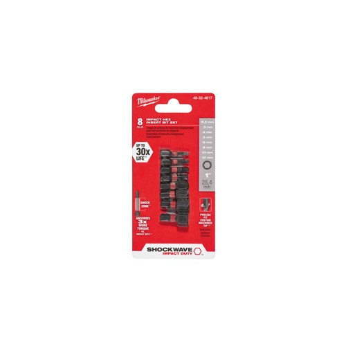 SHOCKWAVE 1" METRIC HEX BIT SET 8PC