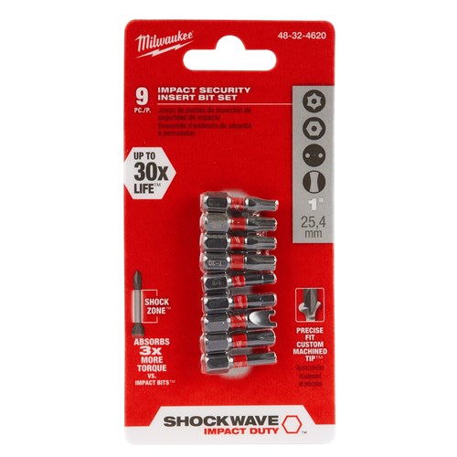 SHOCKWAVE 1" SECURITY BIT SET 9PC