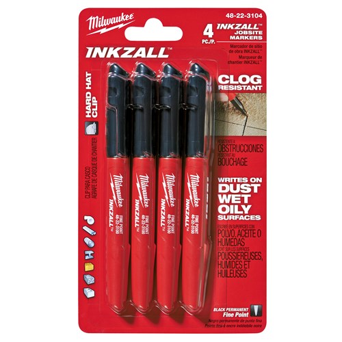 INKZALL FINE POINT MARKER BLACK 4/PK