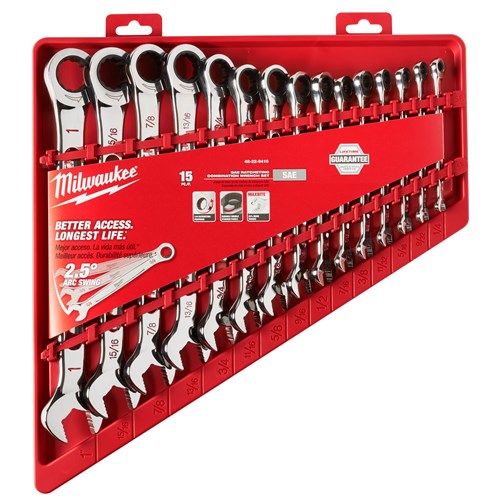 15PC RATCHETING COMB WRENCH SET - SAE