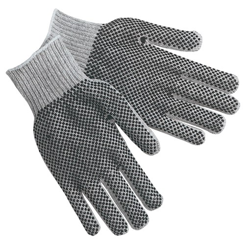 DOTTED GRAY STRING KNIT GLOVE LARGE