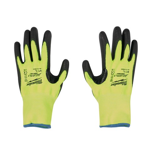 HI-VIS CUT LEVEL 2 POLY DIP GLOVES - S