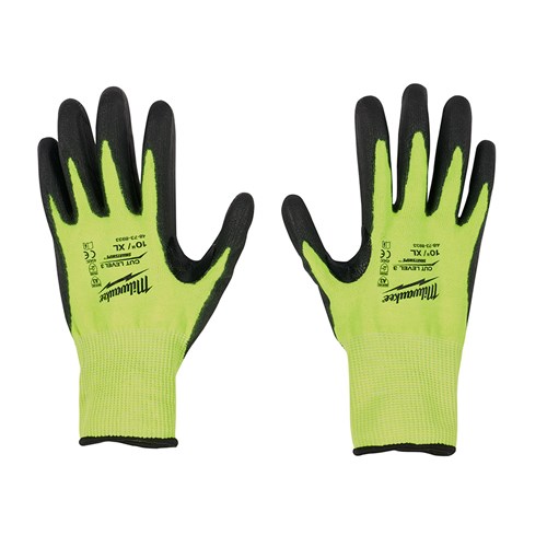 HI-VIS CUT LEVEL 3 POLY DIP GLOVES - XL