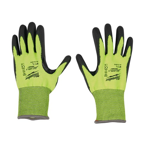 HI-VIS CUT LEVEL 4 POLY DIP GLOVES - XL