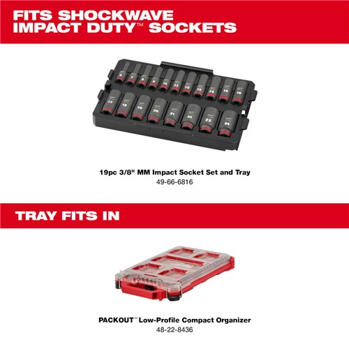 IMPACT SKT 3/8 DR 19PC MM TRAY SET