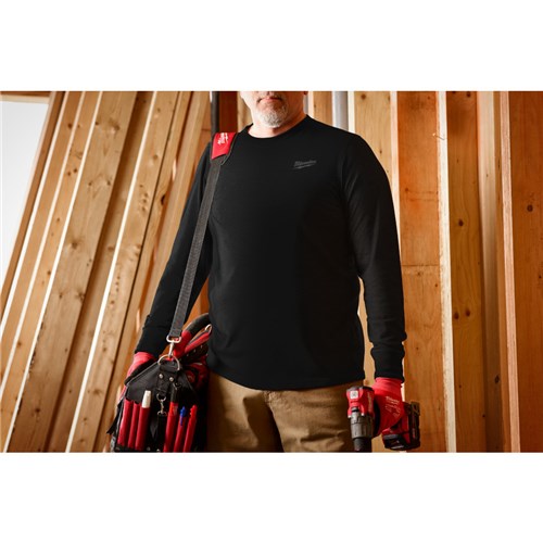 HYBRID WORK TEE - LONG SLVE BLACK 2X