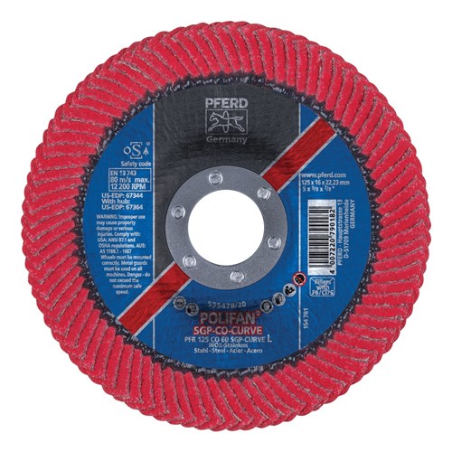 5X1/8 60GR POLIFAN CURVED FLAP DISC