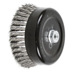 6" KNOT WIRE CUP BRUSH 014 SS 5/8-11 EXT