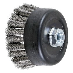 4" KNOT CUP BRUSH .014 SS 5/8-11 EXT