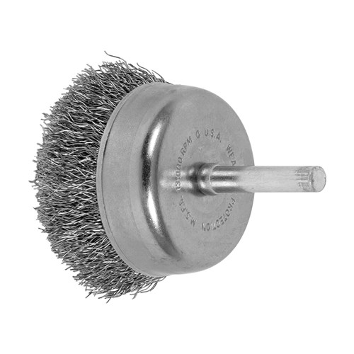 2" SHK MTD CUP BRUSH .010 SS 1/4SHK