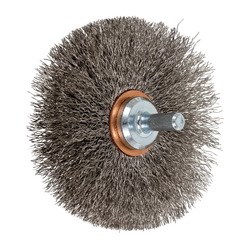 3" SHK MTD WHEEL BRUSH .008 SS 1/4SHK