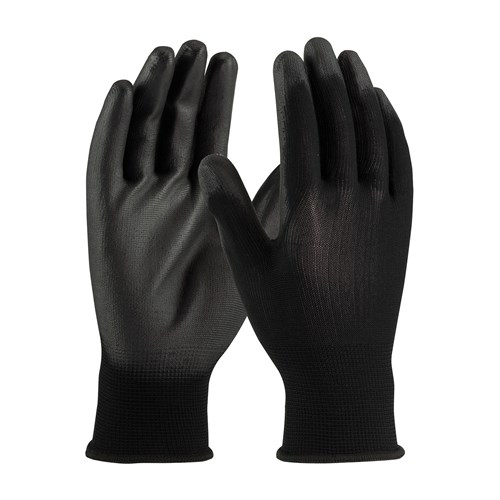 BLACK POLY GLOVE W/PU COAT SMALL