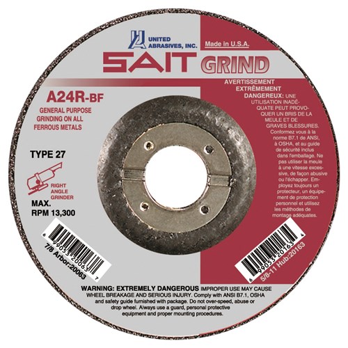 9X1/4X7/8 A24R T27 GRINDING WHEEL