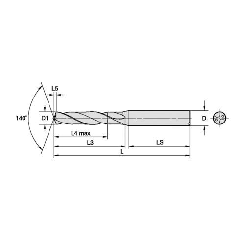 DRILL MSCR 35/64" 0.5469IN SOL CARBIDE