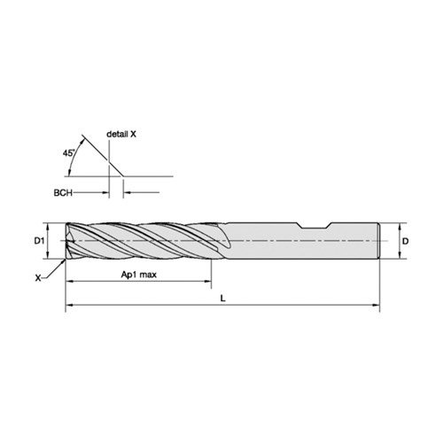 END MILL 12MM 0.5MM 51MM 4 12MM 100MM RH