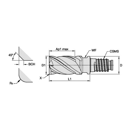 END MILL MODULAR 1" 0.06" 1-1/2