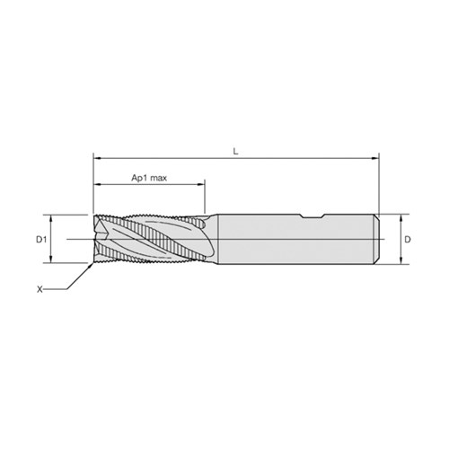 4S0R07002NT 1/4" 3FL ROUGH END MILL