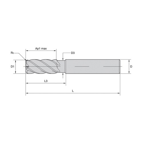 END MILL 1" 0.06" 1-1/4 5 1" 6" RH