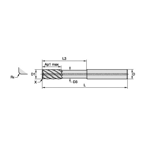 END MILL 1" 0.06" 2XD 7 1" 3-3/8 RH