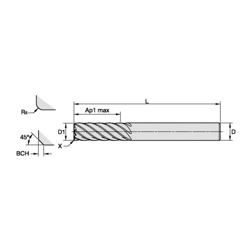 END MILL 12MM 0.5MM 5XD 7 12MM 125MM SPL