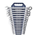 16PC SET WRENCH RATCHET COMB MET TRAY