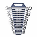 16PC SET WRENCH RATCHET COMB MET TRAY