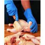 FLOCK LINED BLUE LATEX GLOVE (MED)