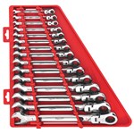 15PC FLEX HEAD RATCHET COMB WRENCH SET