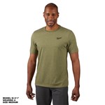 HYBRID WORK TEE - SHORT SLVE GREEN MED