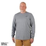 HYBRID WORK TEE - LONG SLVE GRAY XL