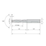 BIT DR LG SHORT 0.129" SOL CARBIDE 62MM