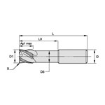 END MILL 1" 0.02" 2" 3 1" 8-1/2 RH