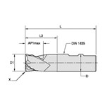 END MILL 1-1/4 0.039IN 2" 6 1-1/4