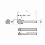 SD-3 3/8X2-5/64 BALL SHAPE BUR M/CUT