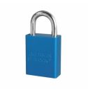 American Lock A1105BLU Safety Padlock, Different Key, Blue, Anodized Aluminum Body, 1/4 in Dia x 1 in H x 25/32 in W Polished Chrome Boron Alloy Steel Shackle, Conductive Conductivity