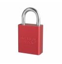 American Lock A1105RED Safety Padlock, Different Key, Red, Anodized Aluminum Body, 1/4 in Dia x 1 in H x 25/32 in W Polished Chrome Boron Alloy Steel Shackle, Conductive Conductivity